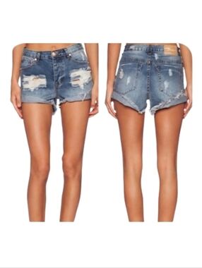 ONE BY ONE TEASPOON Hawks Distressed Denim Cut Off Shorts